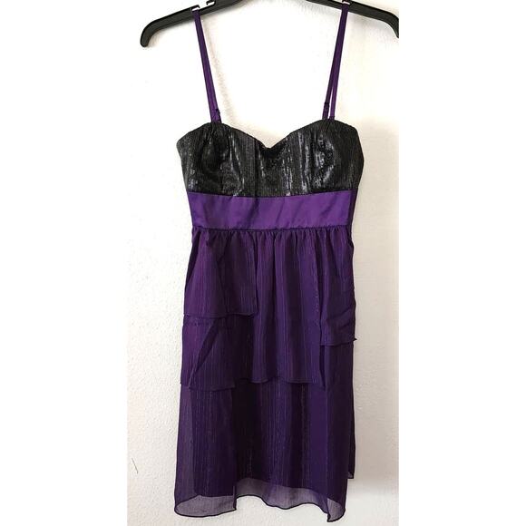Walter by Walter Baker Sequin Chiffon Purple Black Dress Size Medium NEW - Picture 2 of 8